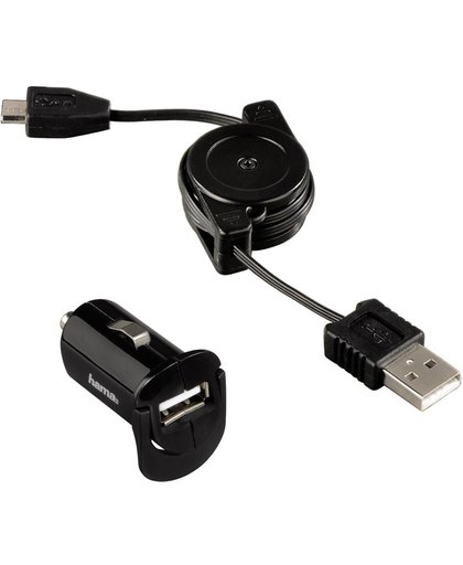 Hama Oplader &#39;Picco&#39; 12 V Incl. USB-roll-up-kabel Voor Micro-USB