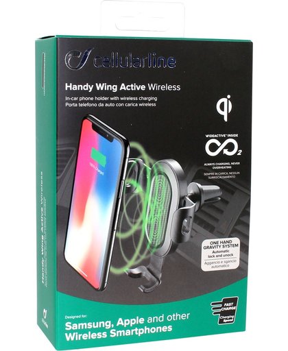 Cellularline Handy Wing Active Wireless Auto Actieve houder Zwart