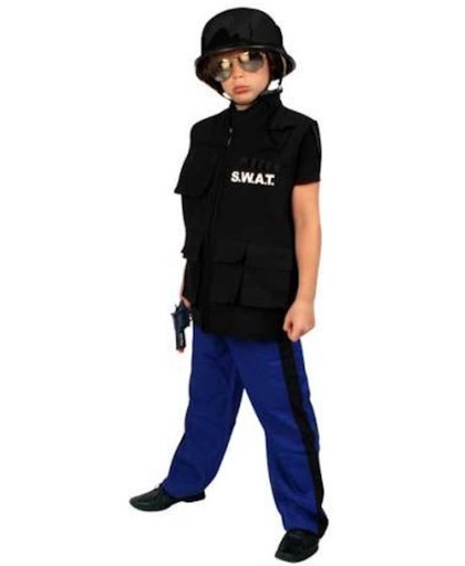 SWAT  verkleedkleding vest - Katoen - Maat 164 - Zwart