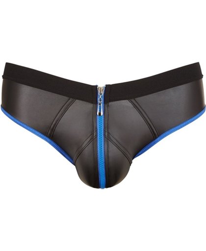 svenjoyment underwear Slip Met Open Achterkant - Zwart/Blauw Small