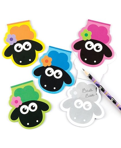 Memoblokjes met afbeelding van pluizig schaap voor kinderen om te ontwerpen en naar eigen smaak te versieren (6 stuks per verpakking)