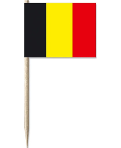 België Cocktailprikkers - 50 Stuks - Zwart/Geel/Rood