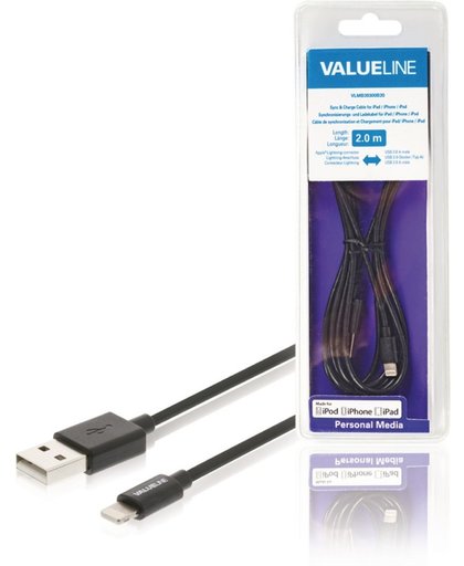Valueline VLMB39300B20 Data En Oplaadkabel Apple Lightning - Usb A Male 2.00 M Zwart