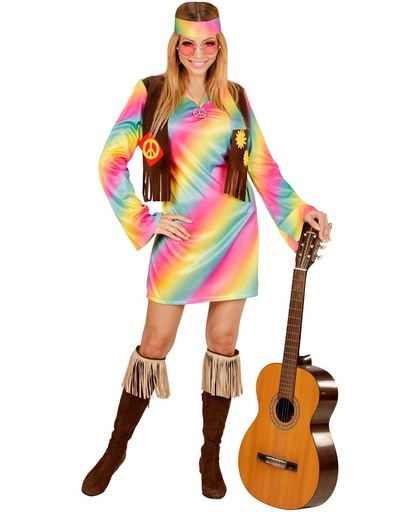 Veelkleurige hippie outfit voor vrouwen - Verkleedkleding - Maat M