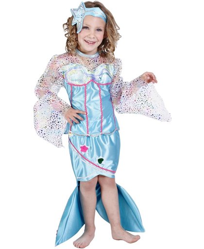 Zeemeermin kostuum voor meisjes - Blauwe jurk met zeemeerminstaart maat 104-110