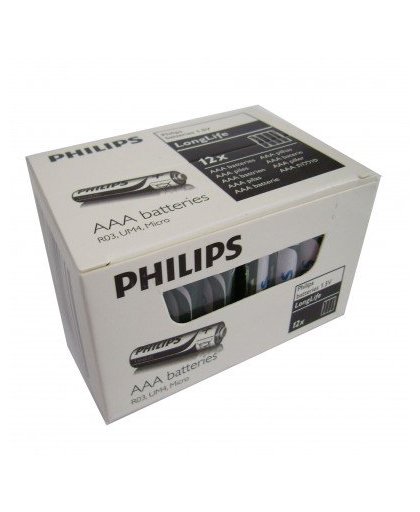 Philips Batterij LongLife AAA R03 12x4s