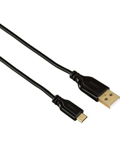 Hama Micro-USB-kabel Flexi-Slim Verguld Draaibeveiliging Zwart 0,75 M