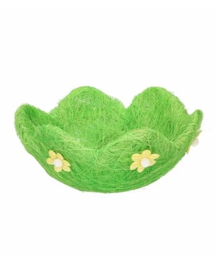 Decoratie gras mandje groen bloem - Paas decoratie