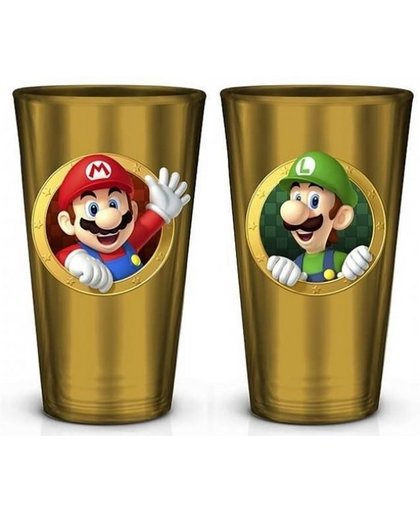 Super Mario Pint Glass - Mario & Luigi