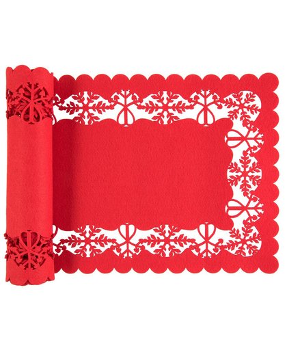 Clayre & eef tafelloper 120x30 cm - rood - stof, 100% katoen