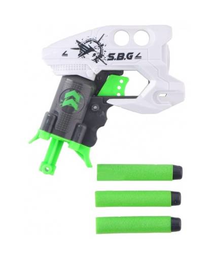 Eddy Toys shooter pistool met foampijlen wit/groen 15 cm