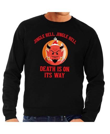 Foute kersttrui / sweater voor heren - zwart - Duivel Jingle Hell XL (54)