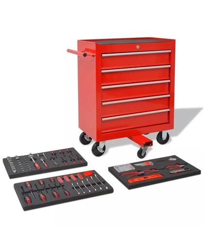 vidaxl Chariot à outils pour atelier avec 269 outils Acier Rouge - VIDAXL