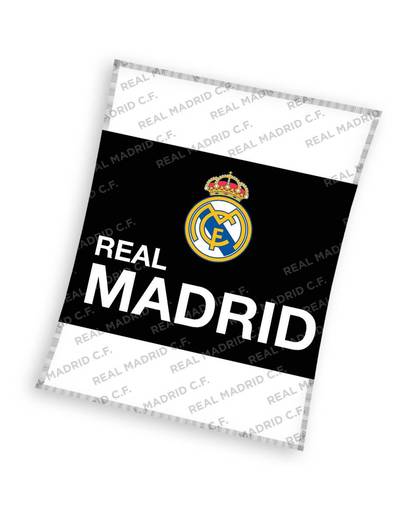 Real Madrid fleece-deken zwart/wit 150 x 200 cm