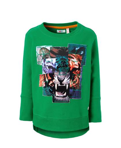 sweater Viheke met tijger opdruk groen