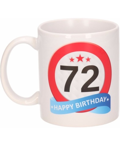 Verjaardag 72 jaar verkeersbord mok / beker