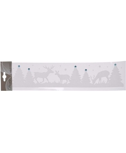 Kerst raamversiering / raamstickers met kerstomen en rendieren - 30 x 46 cm