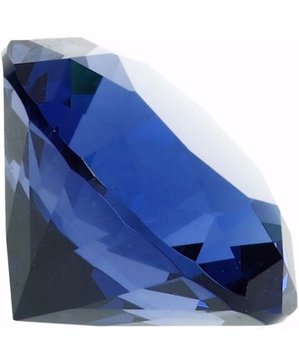 Blauwe nep diamant 5 cm van glas