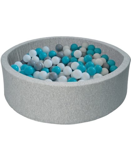 Ballenbak - stevige ballenbad - 90 x 30 cm - 450 ballen - wit grijs turquoise