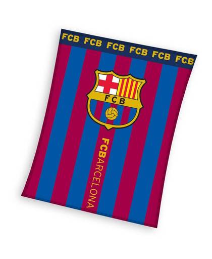 FC Barcelona fleece plaid met logo 140 x 110 cm rood/blauw