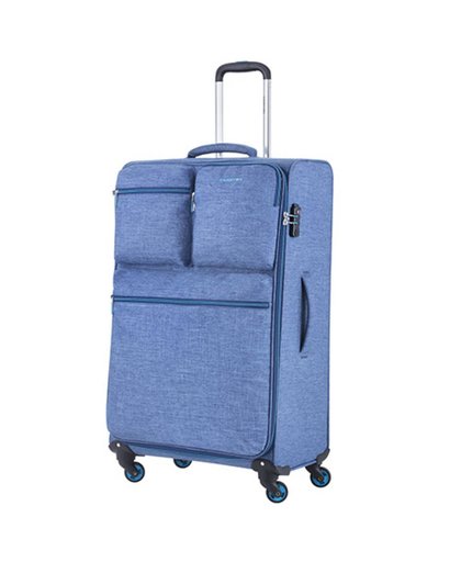 CarryOn Cargo TSA Reiskoffer 79cm Koffer Trolley - 3 voorvakken - Gevoerd - Polycotton - Blauw