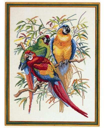 borduurpakket 12-292 papegaaien