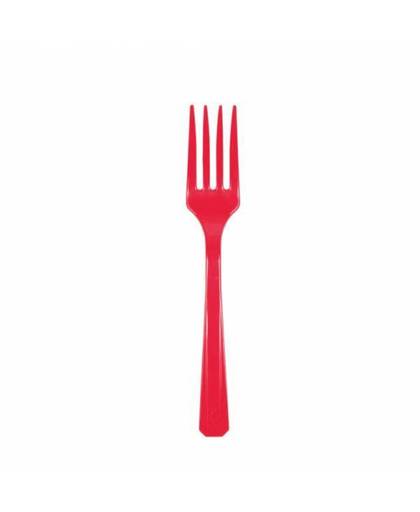 Rode vorken plastic 10 stuks