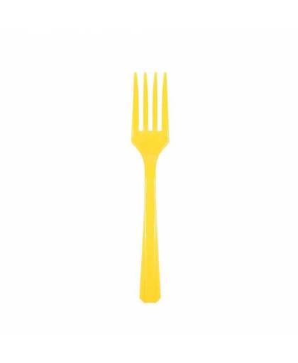 Gele vorken plastic 10 stuks