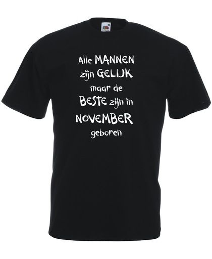 Mijncadeautje - T-shirt - zwart - maat 3XL- Alle mannen zijn gelijk - november