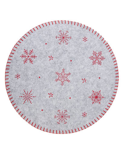Clayre & eef placemat ø 35 cm - grijs, rood - stof