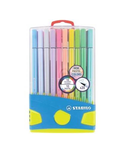 Stabilo viltstift Pen 68, etui met 20 stuks in geassorteerde pastel kleuren