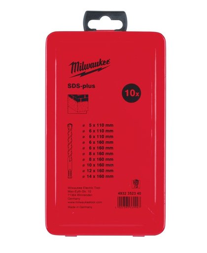 Milwaukee Coffret de 10 forets béton MILWAUKEE 2 taillants SDS-Plus - 4932352340