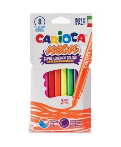 Carioca viltstift Neon, ophangzakje met 8 stuks in geassorteerde kleuren