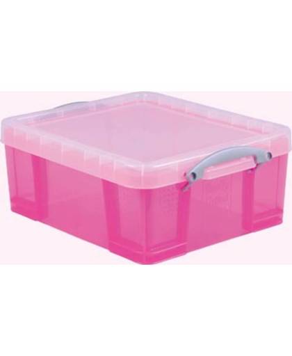 Really Useful Box 18 liter, transparant roze