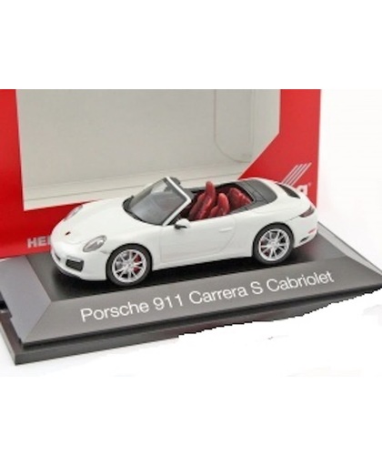 Porsche 911 (991) Carrera S Cabriolet wit 1:43 Herpa