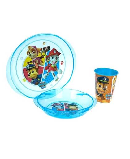 Stor Lunchset Paw Patrol Marshall magnetron blauw 3-delig