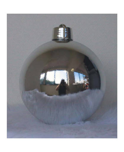 1 Onbreekbare kerstbal doorsnee 30 cm zilver glanzend