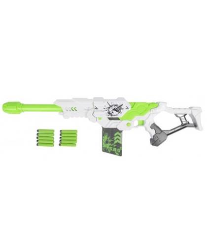 Eddy Toys shooter pistool met foampijlen wit/groen 74 cm