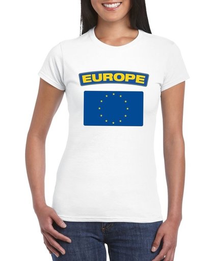 Europa t-shirt met Europese vlag wit dames - maat XL