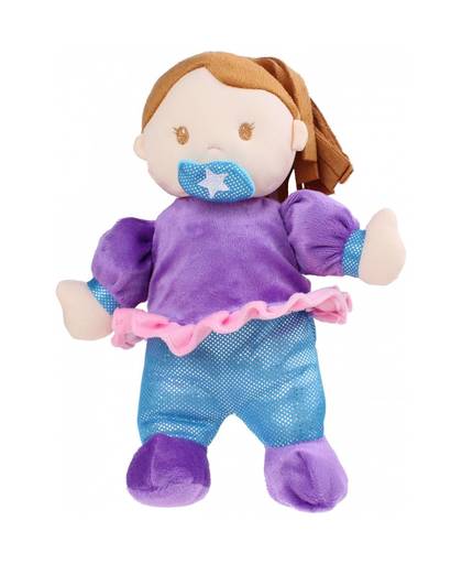 Tender Toys knuffel Baby Doll 28 cm paars/blauw