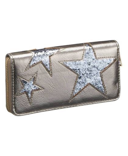 Dames portemonnee - zilver metallic met blauwe ster