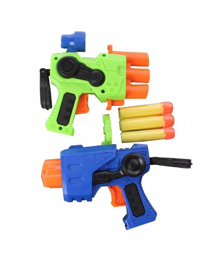 Eddy Toys mini foam blasters 8-delig 13 cm groen/blauw
