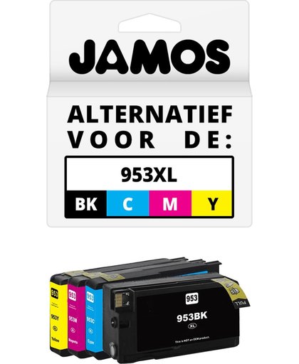 JAMOS - Inktcartridges / Alternatief voor de HP 953XL Zwart & Kleuren Voordeelset