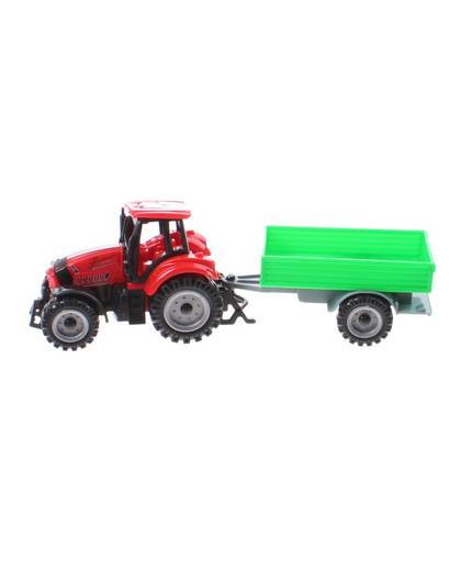 Jonotoys tractor met aanhanger jongens 19 cm rood/groen