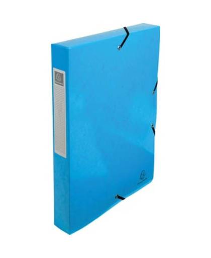 Exacompta Iderama elastobox uit gelamineerd karton, rug van 4 cm, met rugetiket, lichtblauw