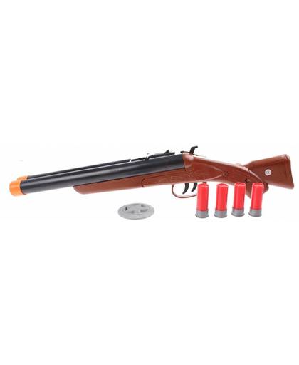 Toi-Toys shotgun double barrel 6-delig bruin