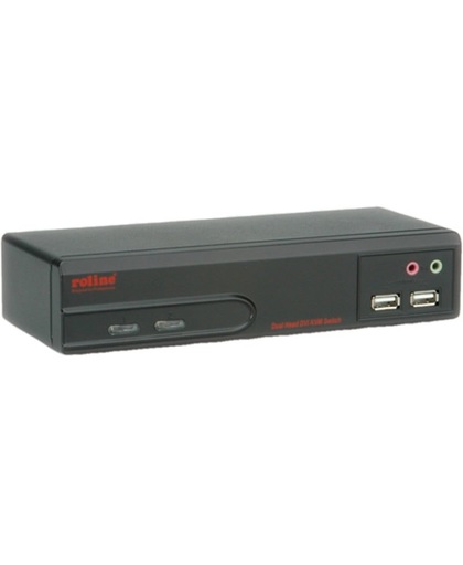 Roline Dual Head DVI USB 2.0 KVM Audio Switch 1 User 2 PC