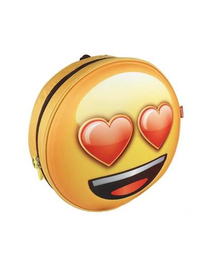 Emoji verliefde emotie 3D rugzak/rugtas geel - Emoticon/smiley rugzakken
