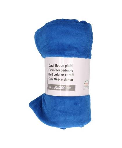 Kobalt blauwe fleece deken - 150 x 200 cm - plaid