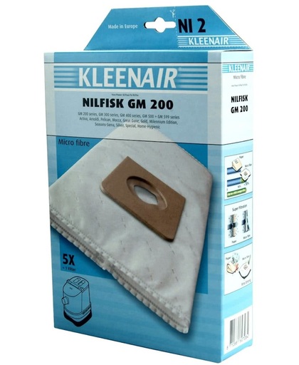 Kleenair 4 Microfiber Stofzuigerzakken Nilfisk GM200 + 1 Filter